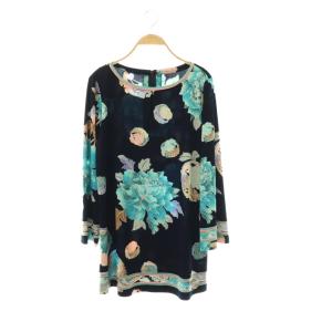 FASHION 花柄ワンピース 42 ネイビー マルチカラー