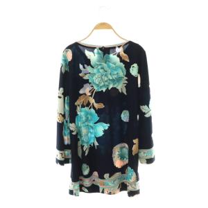 LEONARD FASHION 花柄ワンピース 42 ネイビー マルチカラー