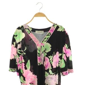 LEONARD FASHION 花柄ワンピース シルク シアー 48 マルチカラー