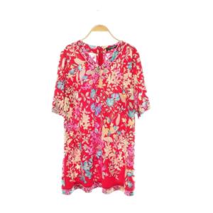 FASHION 花柄ワンピース 44 レッド マルチカラー