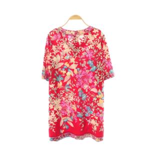 LEONARD FASHION 花柄ワンピース 44 レッド マルチカラー