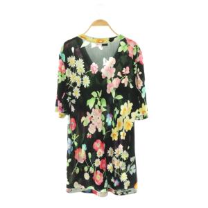 LEONARD PARIS 花柄ワンピース Vネック 48 マルチカラー