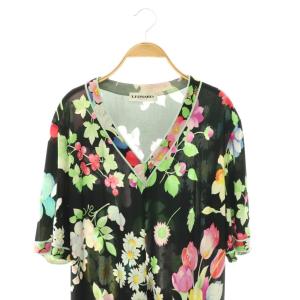 LEONARD PARIS 花柄ワンピース Vネック 48 マルチカラー