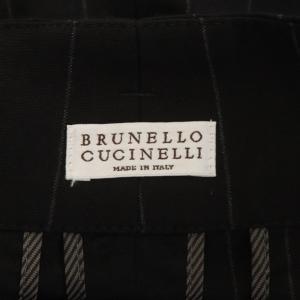 BRUNELLO CUCINELLI パンツ スラックス ストライプ柄 麻 リネン混 40 黒 ブラック /AN55 ECD004