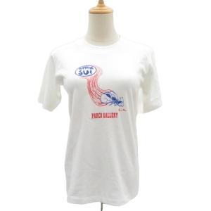 Tシャツ カットソー XS オフホワイト 半袖 プリント ラウンドネック /HO3 ECA005