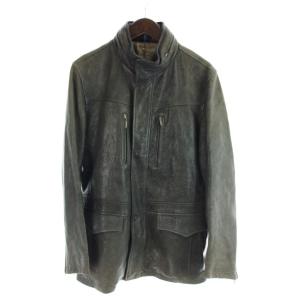レザージャケット 上着 48 グレー 長袖 スタンドカラー シワ加工 LB-RS-38373 /AP GY70