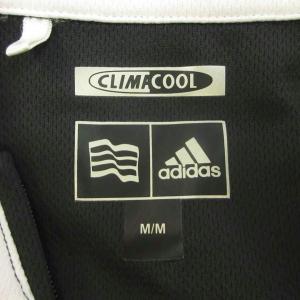 adidas スポーツシャツ トレーニングウェア メッシュ M 白 ホワイト 黒 ブラック 半袖 スタンドカラー /YU