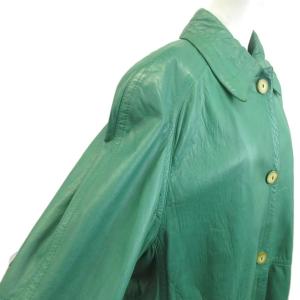 VALENTINO レザーコート 40 緑 グリーン レギュラーカラー 長袖 ボタンフロント /NP ECA005