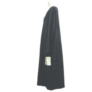 Leilian ロングワンピース 17+ 青 ブルー 黒 ブラック チェック柄 ジッパー付き 長袖 /YU ECE005