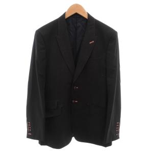 PAUL SMITH セットアップ スーツ ジャケット パンツ ストライプ ウール 2B ステッチ L 黒 ブラック /FF