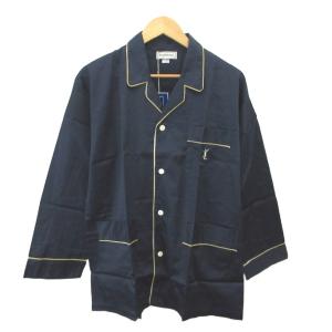 YVES SAINT LAURENT ナイトウエア パジャマ 上下セット M 紺 ネイビー 長袖長ズボン パイピング ロゴ刺繍 /MD GY70