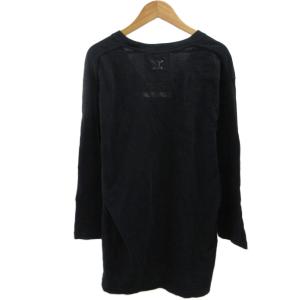 Roen Tシャツ 46 黒 ブラック プリント柄 ラウンドネック 七分袖 /KK GY70