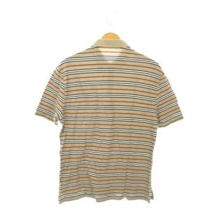 BURBERRY BLACK LABEL ポロシャツ 3 ダークベージュ ボーダー柄 ポロシャツ襟 半袖 /AO18 ECC005