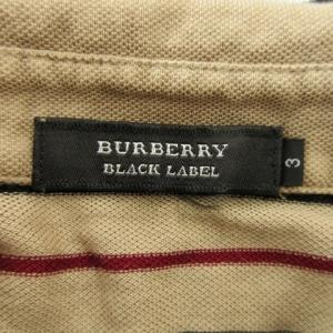 BURBERRY BLACK LABEL ポロシャツ 3 ダークベージュ ボーダー柄 ポロシャツ襟 半袖 /AO18 ECC005