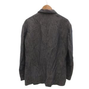 ARMANI COLLEZIONI 美品 テーラードジャケット サマージャケット 3ボタン 50 グレー 麻 ヘンプ /MX