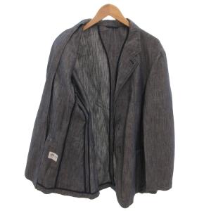 ARMANI COLLEZIONI 美品 テーラードジャケット サマージャケット 3ボタン 50 グレー 麻 ヘンプ /MX