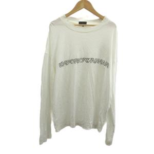 TシャツロンT カットソー M 白 ホワイト ロゴ刺繍 長袖 ラウンドネック /MD GY53