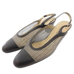パンプス メッシュ スリングバック ポインテッドトゥ 35 1/2 黒 ブラック /IB GY53