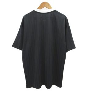adidas Tシャツ スポーツウェア トップス M 黒 ブラック ロゴプリント 半袖 ストライプ柄 /YU GY53