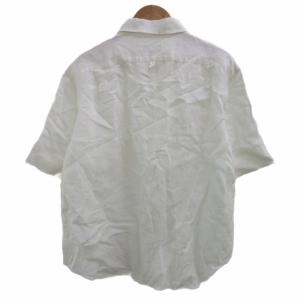 MARGARET HOWELL シャツ ブラウス 麻 リネン ?T 白 ホワイト 半袖 レギュラーカラー 無地 /KK GY53