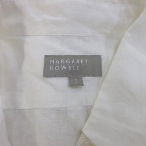 MARGARET HOWELL シャツ ブラウス 麻 リネン ?T 白 ホワイト 半袖 レギュラーカラー 無地 /KK GY53