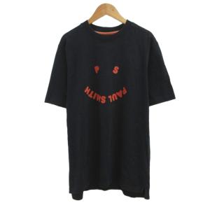 Tシャツ トップス L 黒 ブラック スマイルプリント 半袖 /KK GY53