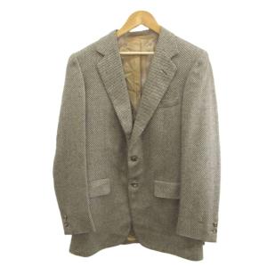 ジャケット 上着 カシミヤ 38/96 茶 ブラウン ヘリンボーン柄 長袖 シングルブレスト /MD GY53