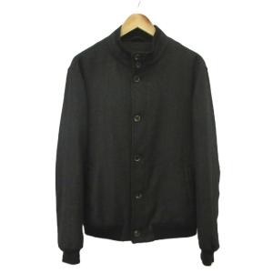 ジャケット 上着 ウール 50 黒 ブラック 無地 スタンドカラー 長袖 /KK GY53