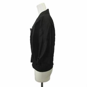 FENDI 365ブラウス 麻 リネン 44 黒 ブラック 無地 テーラードカラー 七分袖 /KK GY53