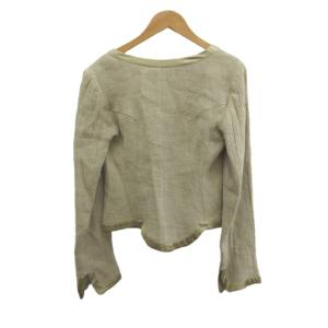 EMPORIO ARMANI ノーカラージャケット 上着 絹 シルク 38 ベージュ ジップアップ クロップド丈 長袖 /NP GY53