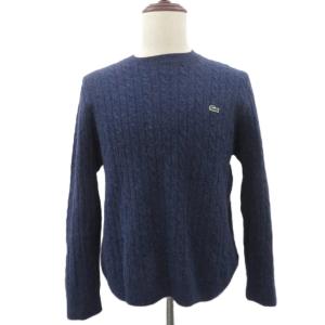 ニット セーター 長袖 ロゴ刺繍 XL 青 ブルー /SM34 GY53