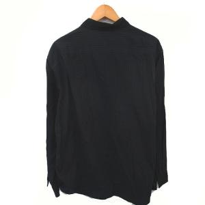 Calvin Klein 国内正規品 カジュアルシャツ ストライプ 綿 コットン 長袖 4L ブラック パープル 黒 紫 /TT