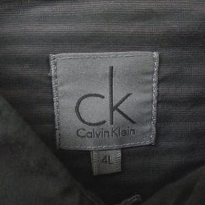 Calvin Klein 国内正規品 カジュアルシャツ ストライプ 綿 コットン 長袖 4L ブラック パープル 黒 紫 /TT