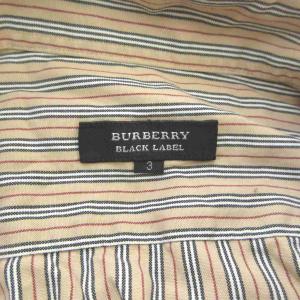 BURBERRY BLACK LABEL シャツ 3 ベージュ ストライプ柄 ボタンダウン 半袖 /MD ECD005