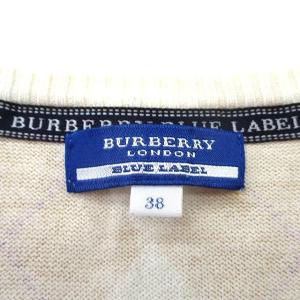 BURBERRY BLUE LABEL 国内正規品 ニット セーター 長袖 Vネック コットン アーガイルチェック 38 イエロー 黄 /KT12