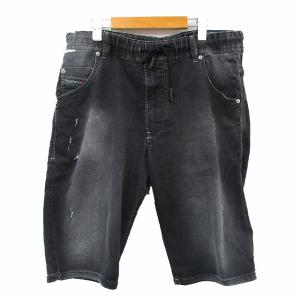 国内正規品 デニム ハーフパンツ ダメージ加工 34 ブラック 黒 /KT15 ECD005