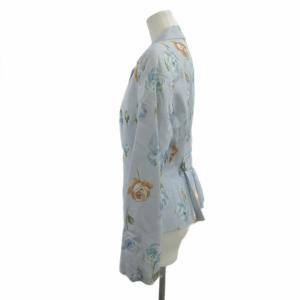 EMPORIO ARMANI テーラードジャケット 上着 42 水色 ライトブルー 花柄 長袖 /NP ECD005