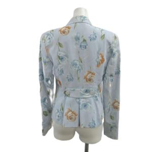 EMPORIO ARMANI テーラードジャケット 上着 42 水色 ライトブルー 花柄 長袖 /NP ECD005