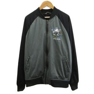 ジャケット ブルゾン ジャンパー 上着 L 黒、グレー スカル刺繍 長袖 /RY ECD005