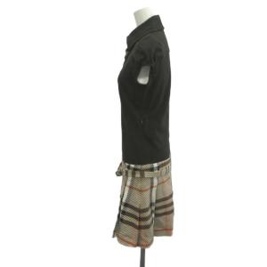 BURBERRY LONDON ワンピース 38 茶 ブラウン チェック柄 プリーツ 半袖 ミニ丈 /MD ECD005