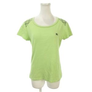 カットソー Tシャツ 38 緑 グリーン チェック柄 ラウンドネック 半袖 /AH33 ECD005