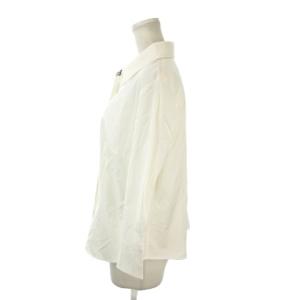BURBERRY LONDON シャツ ブラウス 開襟 15 白 ホワイト チェック柄襟 七分袖 FEB37-187 /AO15 ECD005