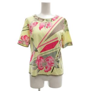 FASHION カットソー 半袖 花柄 フラワーモチーフ L 黄 イエロー /GV ECD005