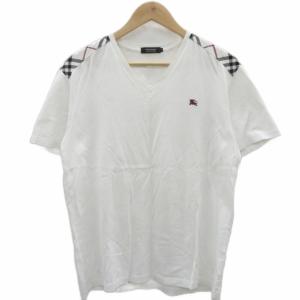 Tシャツ カットソー 3 オフホワイト Vネック チェック柄 半袖 /HO35 ECE006