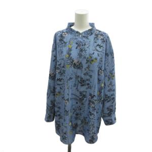 花柄長袖シャツ 17+ 青 ブルー 花柄 フリルネック 長袖 /SH GY99