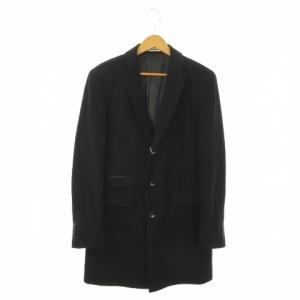 HOMME チェスターコート M 黒 ブラック 無地 シングルブレスト 長袖 /AO14 ECE006