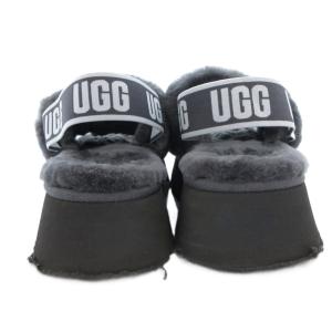 UGG ファーサンダル シューズ 厚底 23 ダークグレー ロゴ入りゴムストラップ /TL ECE006