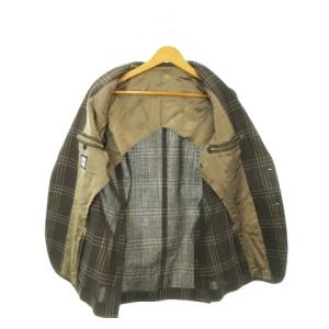 BEAMS F ジャケット 上着 44 8R 茶 ブラウン チェック柄 長袖 シングルブレスト 背抜き 21-16-0709-110