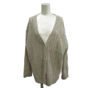 圧縮ウール オーバーサイズニット カーディガン F マルチカラー ケーブルニット Vネック 長袖 YR35-24164AW