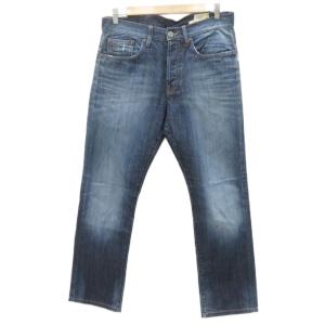 デニムパンツ ジーンズ ストレート アンクル丈 ウォッシュ加工 W33 L32 青 ブルー /SM34